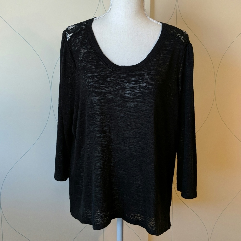 🦚5/$25 Black Sheer Sweater with Lace Back